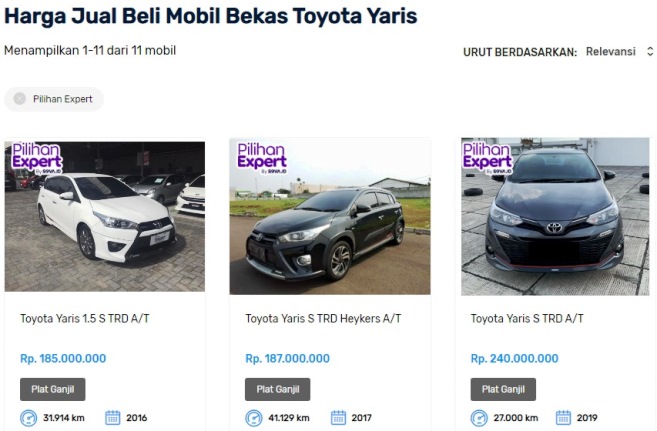 Mobil Bekas Yaris