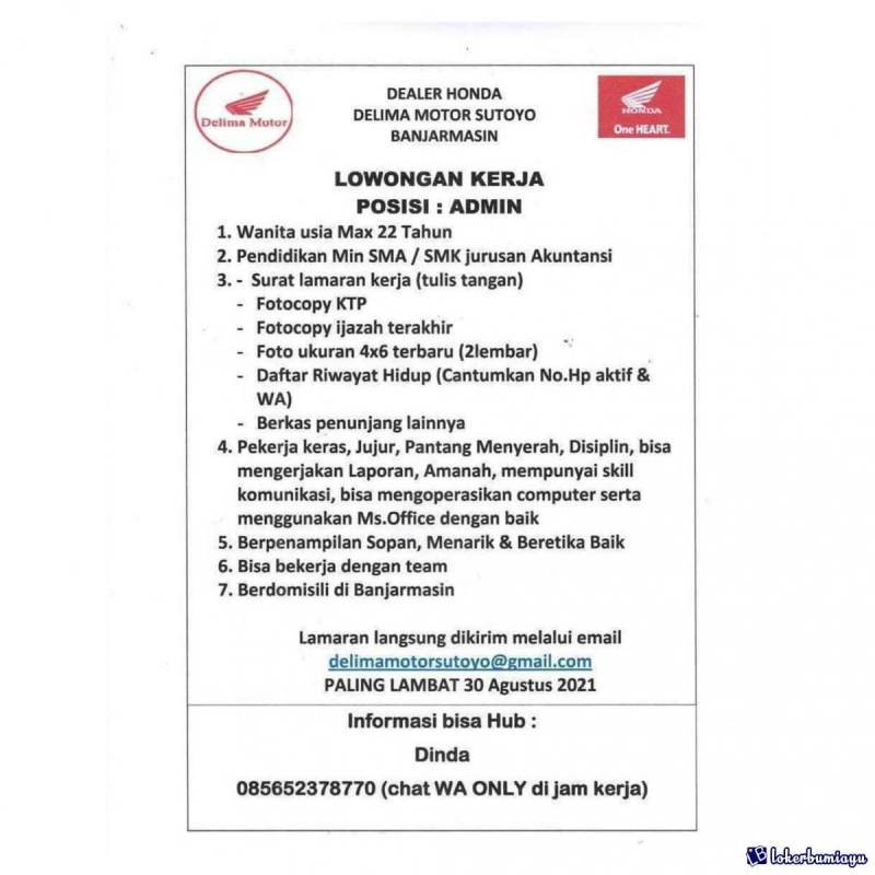 Lowongan Kerja Lulusan Sma Di Banjarmasin