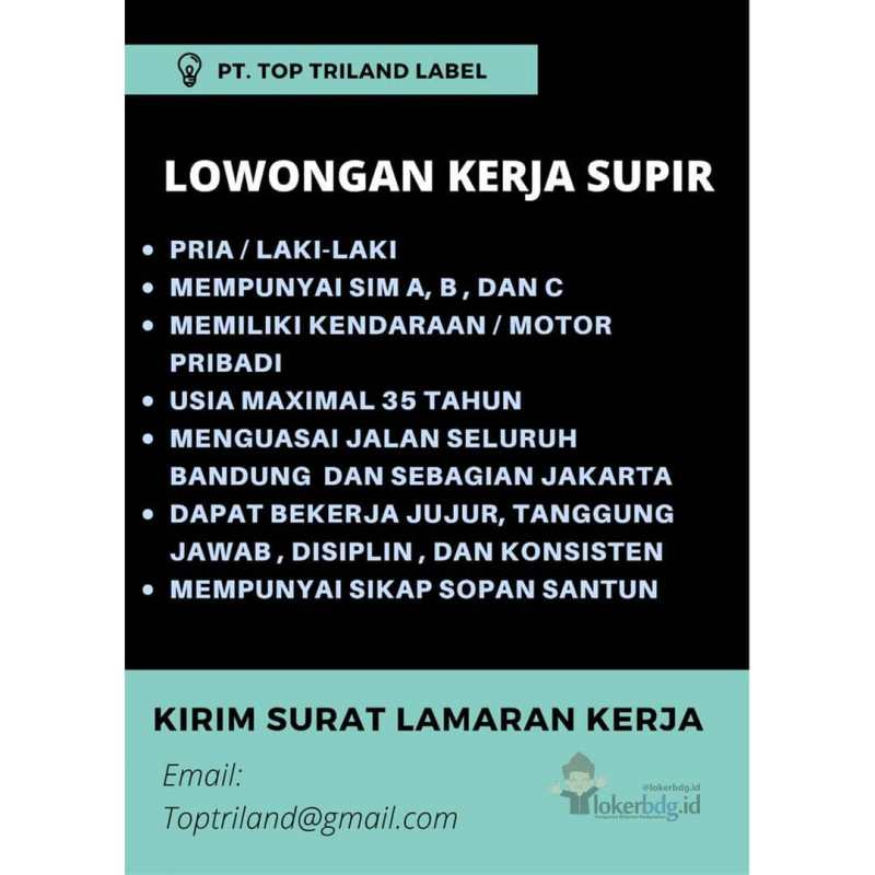 Lowongan Kerja Supir Hari Ini